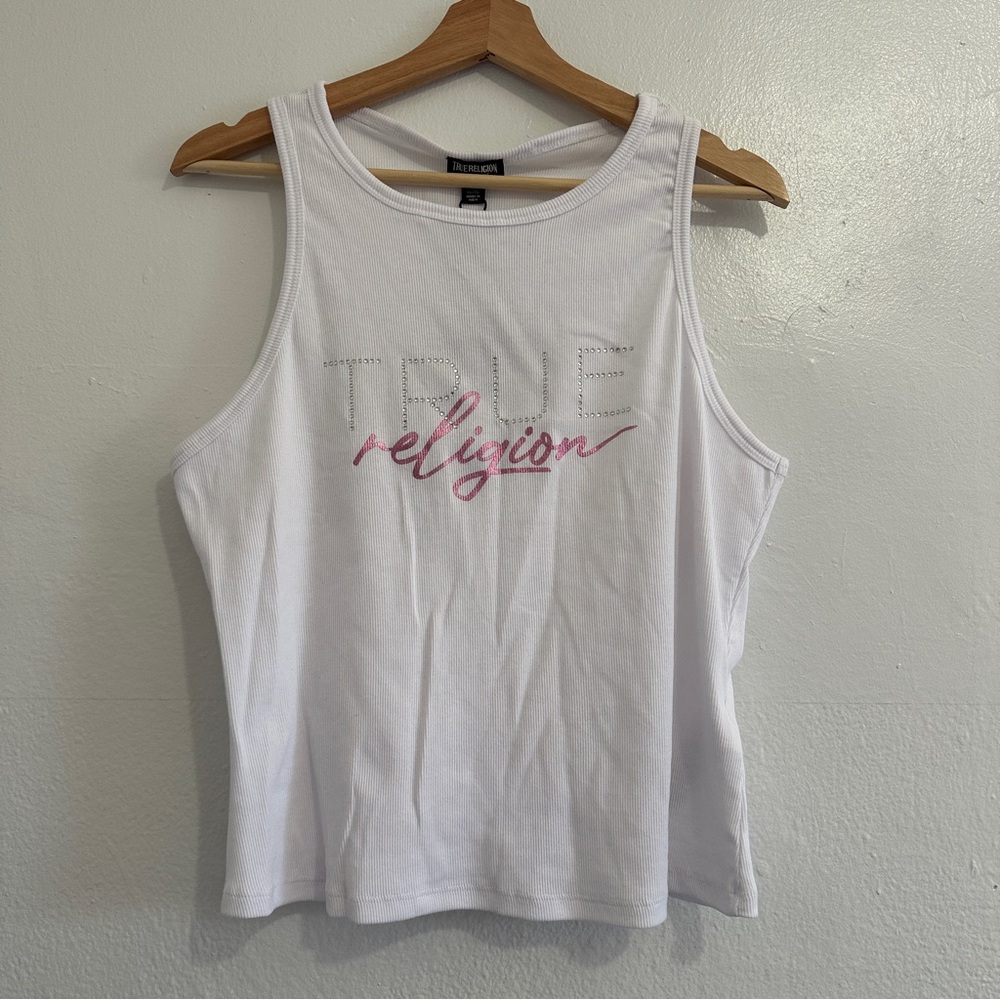 Women’s True Religion Rib Knit Crystal White Tank